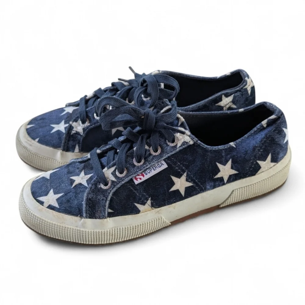 Anthropologie Superga Velvet Stars 90s Grunge Cotu Fantasy Sneakers Women's 6.5